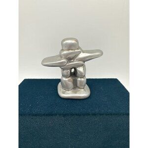 Vintage Composition Inuit Figurine — Hand-Painted Canadian Souvenir Statue